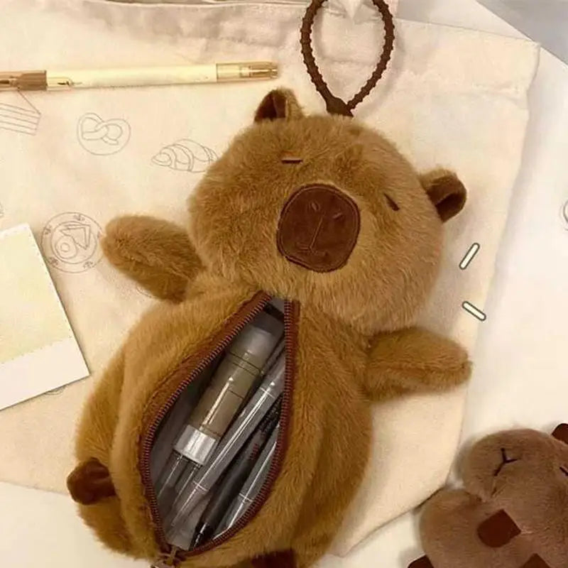 Cute Stationery Pencilcase Capybara Pen Case Soft School Supplies Plush Pencil Case Cute Student Stationery Storage Bag