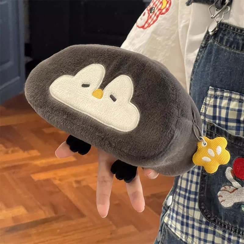 Kawaii Little Otter Penguin Plush Pen Bag Large Capacity Pencil Case Stationery Storage Bag Stationery School Supplies
