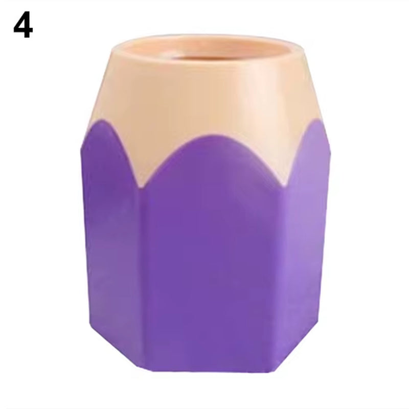 Pen Vase Pencil Pot Makeup Brush Holder Stationery Desk Tidy Container Plastic round Desk Organizer Pen Holder Pencil Stub