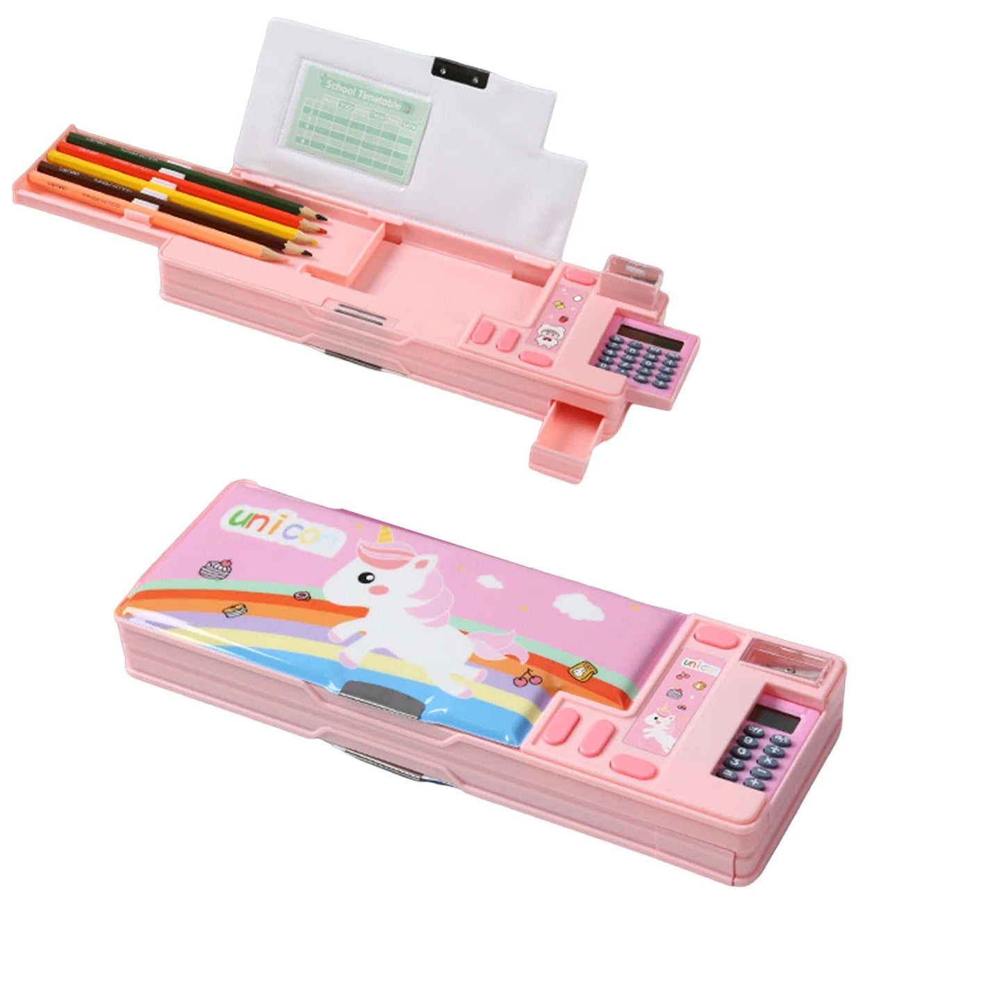 Pencil Cases Stationery Supplies School Cute Cartoon Universe Large Capacity Mulfunction with Calculator and Pencil Sharpener
