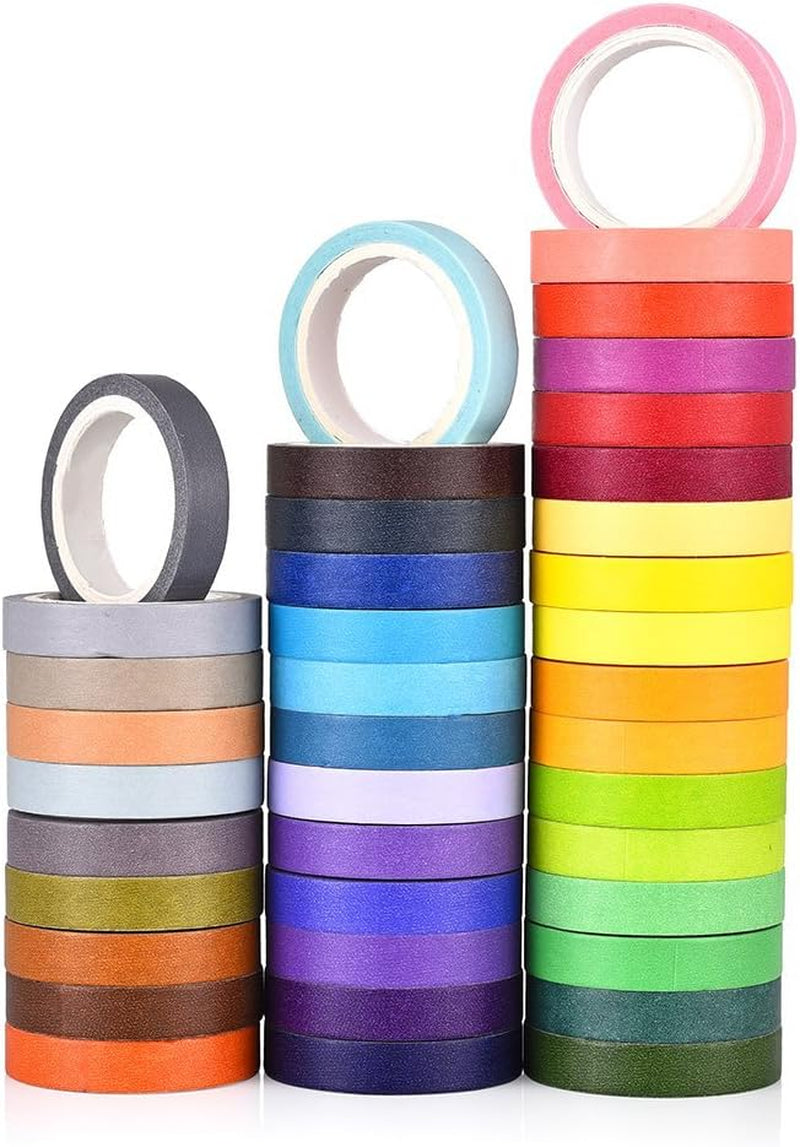 40 Rolls Washi Tape Set,Rainbow Sticker Decorative Masking Tape for DIY Crafts, Bullet Journals,Planners