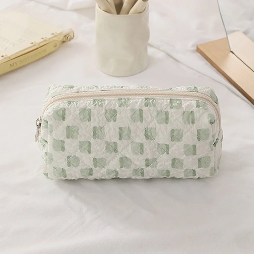 Fashion Cartoon Canvas Pen Bag Cute Cat Flip Cover Pencil Case Portable Large Capacity Retro Puppy Pen Pouch for Student Office