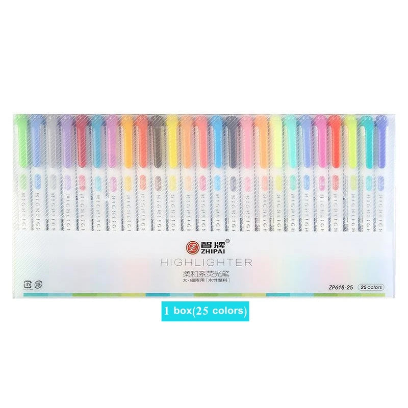 5/15/25 Pcs/Set Double Headed Highlighter Pens Graffiti Markers Highlighters Art Colored Sketching Markers Kawaii Stationery