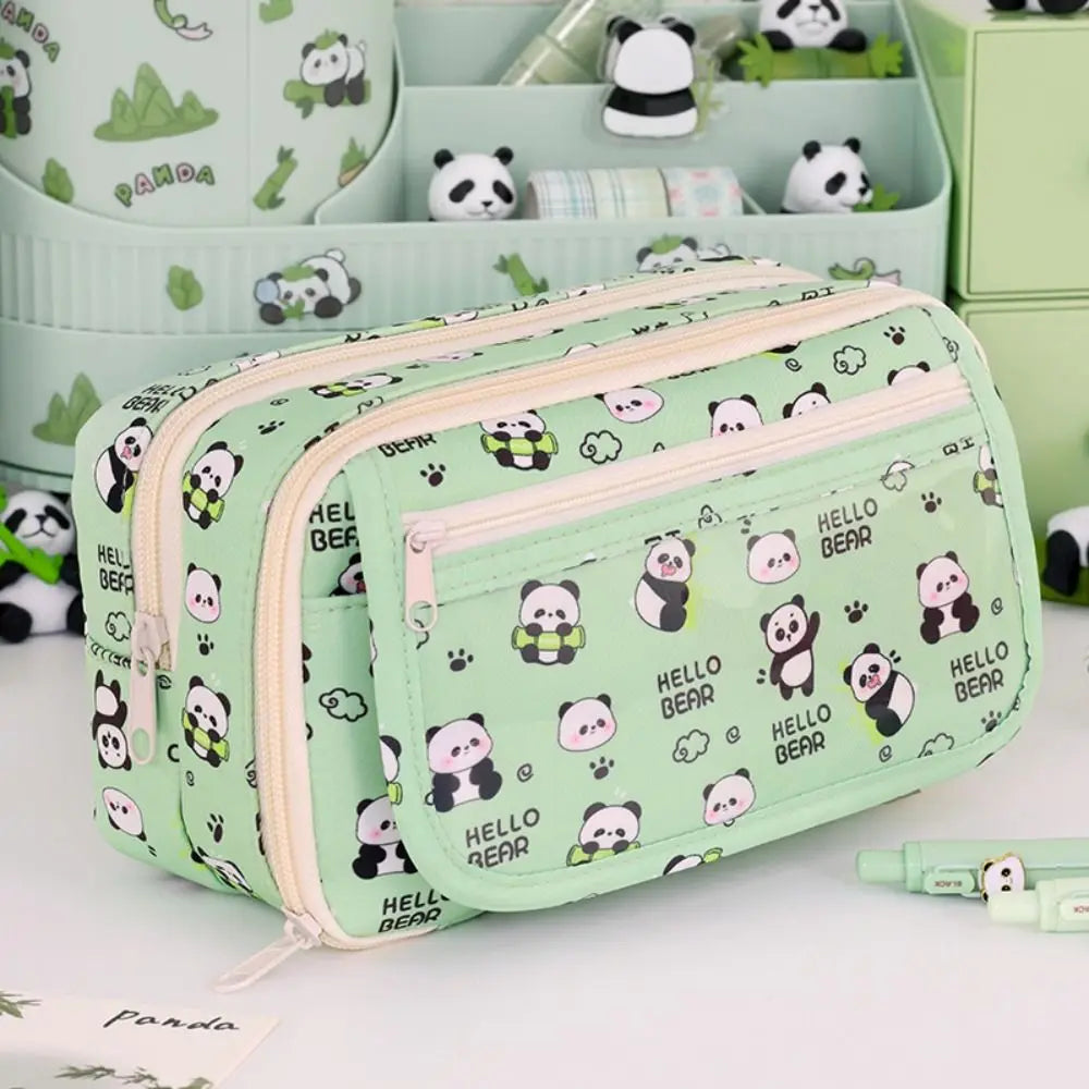 Multi Functional Capybara/Panda Pen Bag Large Capacity Nine-Layer Pencil Case Dirt-Proof Stationery Bag School Office