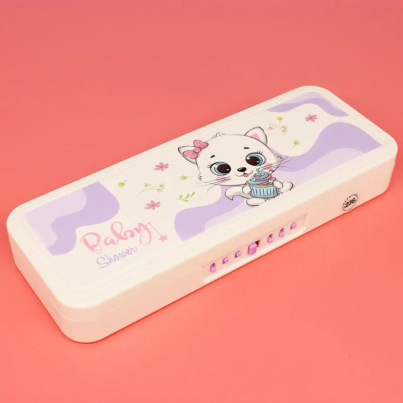 Password Lock Pencil Case Cartoon Animals Plastic Stationery Box School Pencil Cases for Children Pen Case Student Pen Box Gifts