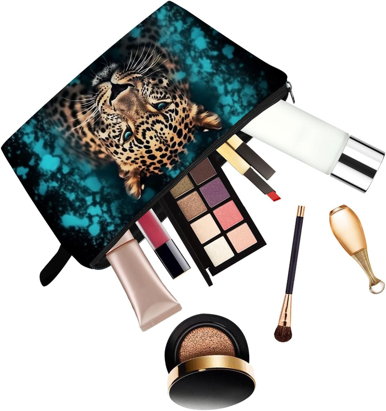 Leopard Present Cheetah Makeup Bag Cute Small Organizer Bag with Zipper Calaite Leopard Print Cosmetic Bag Birthday Presents for Cheetah Lovers Women Sisters Friends