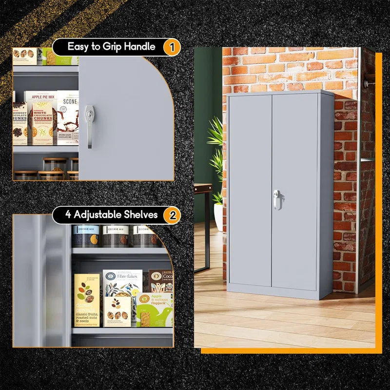 Metal Garage Storage Cabinets with 4 Adjustable Shelves and Lockable Doors ( 72'' H X 36'' W X 18'' D)