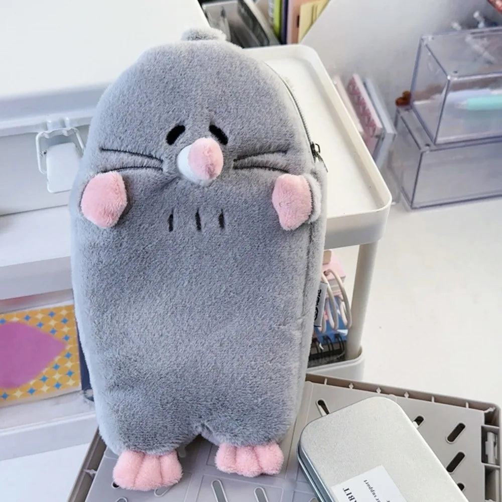 3D Mole Pencil Case Plush Cute Stationery Storage Bag Large Capacity Dirty Resistant Stationery Case Middle School Student