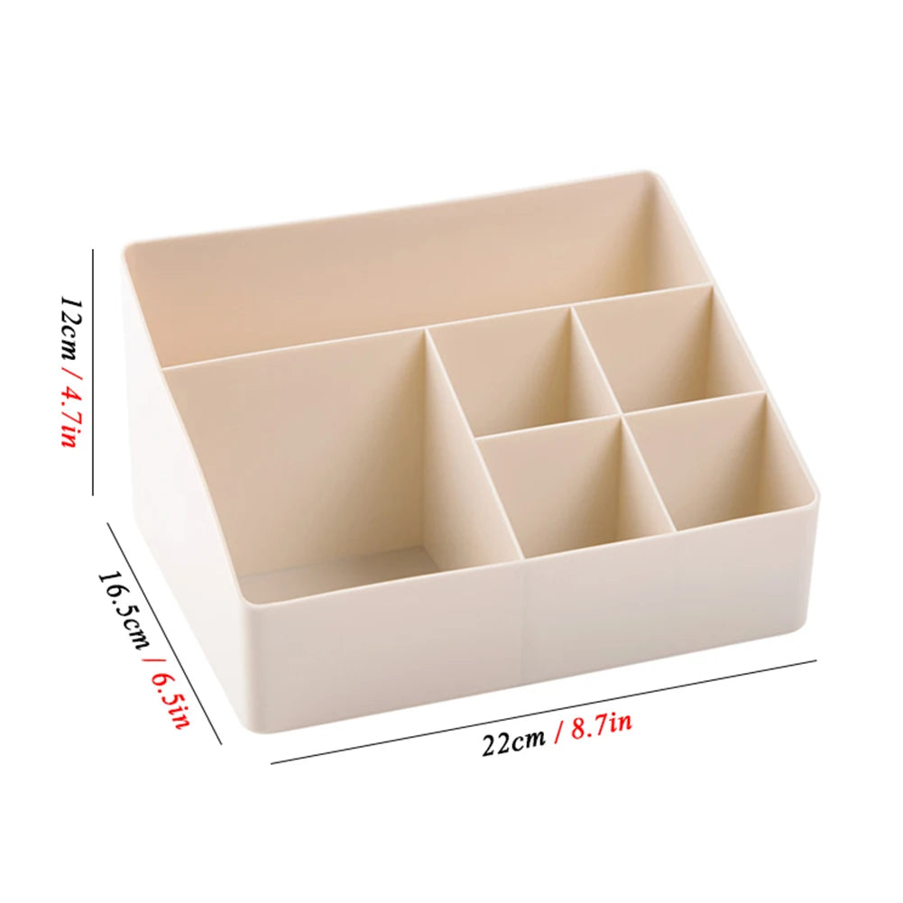 6 Grids Desk Makeup Organizer Cosmetic Storage Box Case Brush Lipstick Holder Skin Care Case Pen Pencial Stationery Storage Box