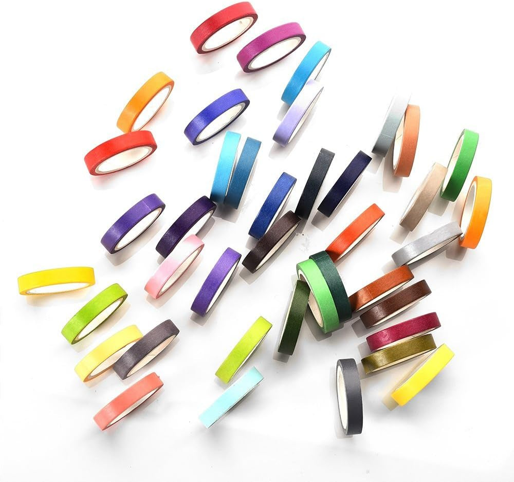 40 Rolls Washi Tape Set,Rainbow Sticker Decorative Masking Tape for DIY Crafts, Bullet Journals,Planners