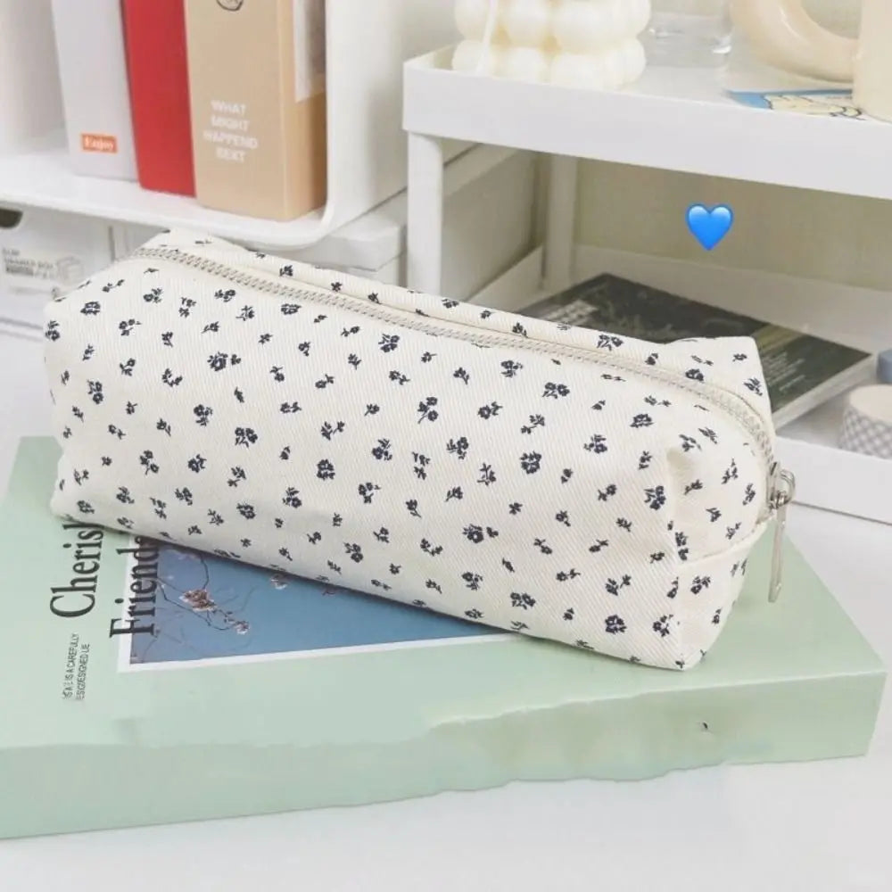 INS Floral Pen Bag Student Cartoon Cute Stationery Bag Large Capacity Pencil Case Multifunctional Stationery Organizer