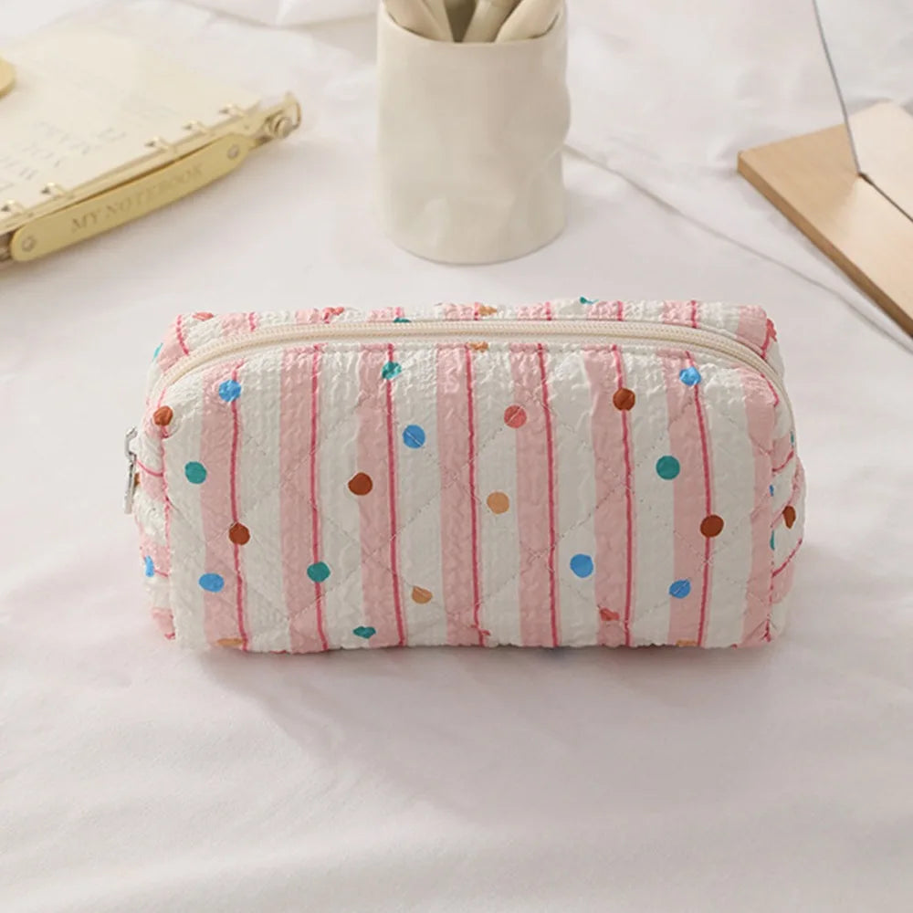 Fashion Cartoon Canvas Pen Bag Cute Cat Flip Cover Pencil Case Portable Large Capacity Retro Puppy Pen Pouch for Student Office