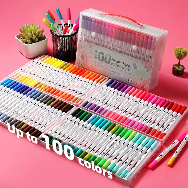 Marker Pen Set 24-100 Color Markers Manga Art Aupplies School Stationery Aesthetic Stationery Supplies