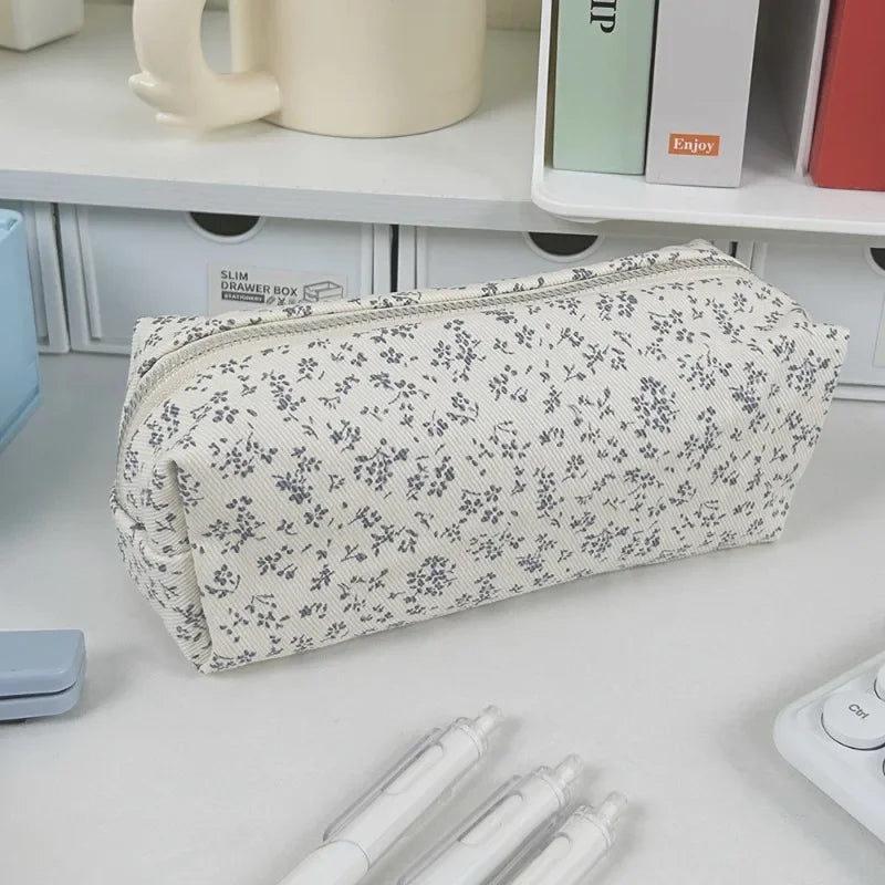 Cute Multifunctional Floral Pen Bag Student Cartoon Stationery Bag Large Capacity Pencil Case Stationery Organizer School Office