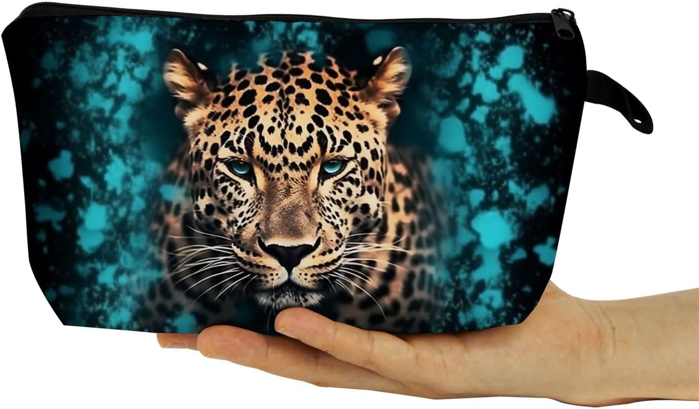 Leopard Present Cheetah Makeup Bag Cute Small Organizer Bag with Zipper Calaite Leopard Print Cosmetic Bag Birthday Presents for Cheetah Lovers Women Sisters Friends
