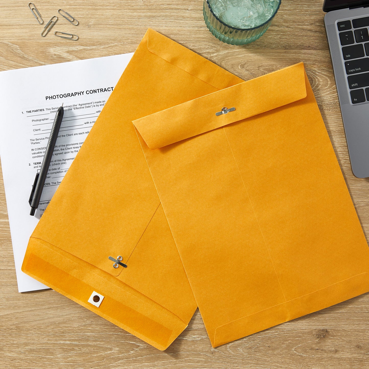 (4 Pack) Kraft Clasp Envelopes, 9 in X 12 In, 100 Count
