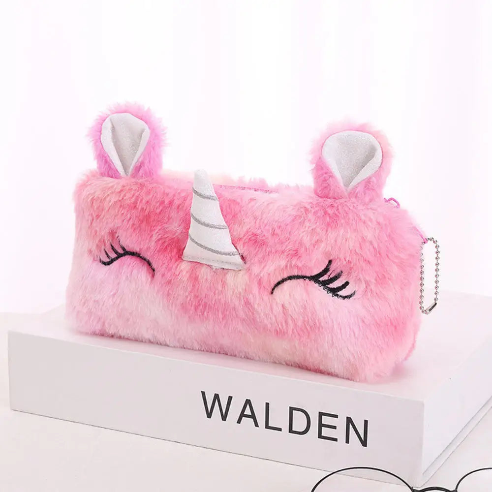 Kawaii Plush Pencil Case Cute Pen Box Large Capacity for Girls Storage Bag Student School Office Supplies Stationery