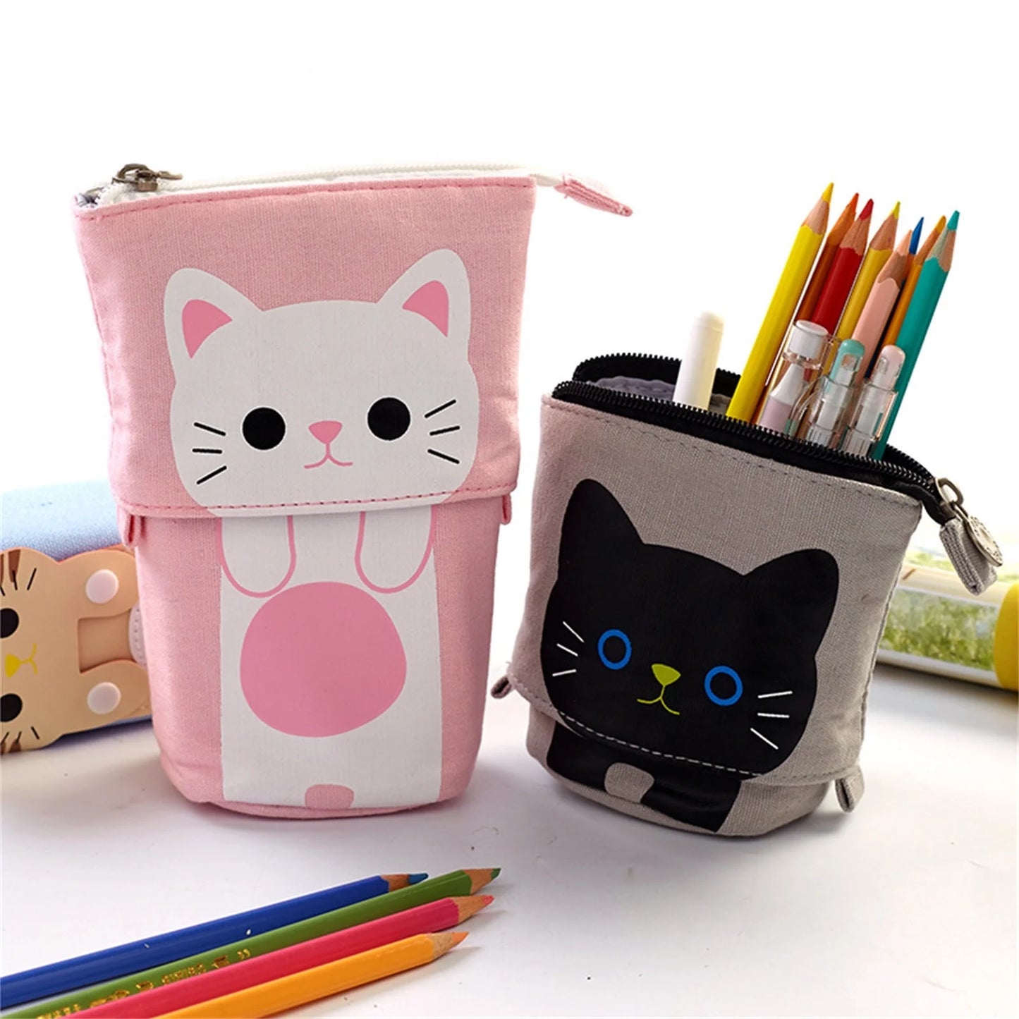 Cute Pencil Case Telescopic Holder Pencil Bag , Retractable Pen Pouch Supplies Dorm Room Essentials for College (Multicolour)