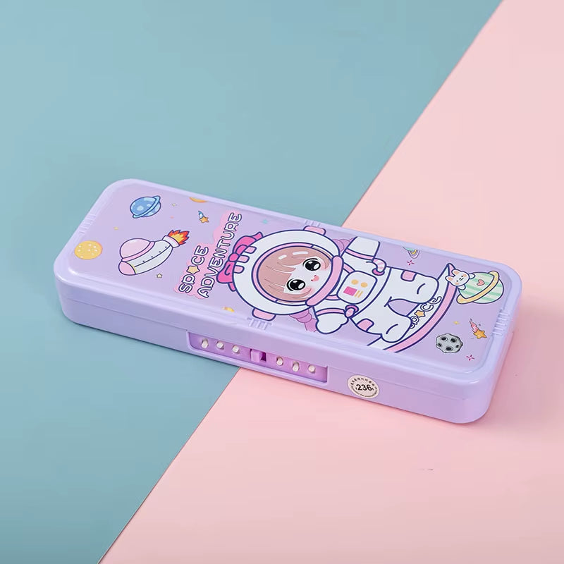 Password Lock Pencil Case Cartoon Animals Plastic Stationery Box School Pencil Cases for Children Pen Case Student Pen Box Gifts
