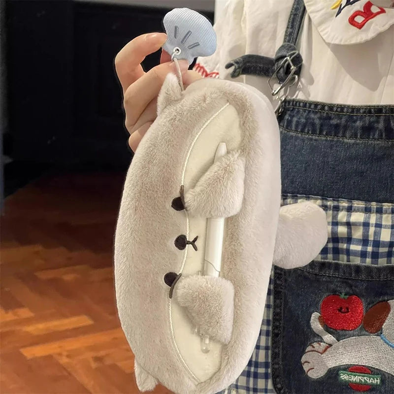 Kawaii Little Otter Penguin Plush Pen Bag Large Capacity Pencil Case Stationery Storage Bag Stationery School Supplies
