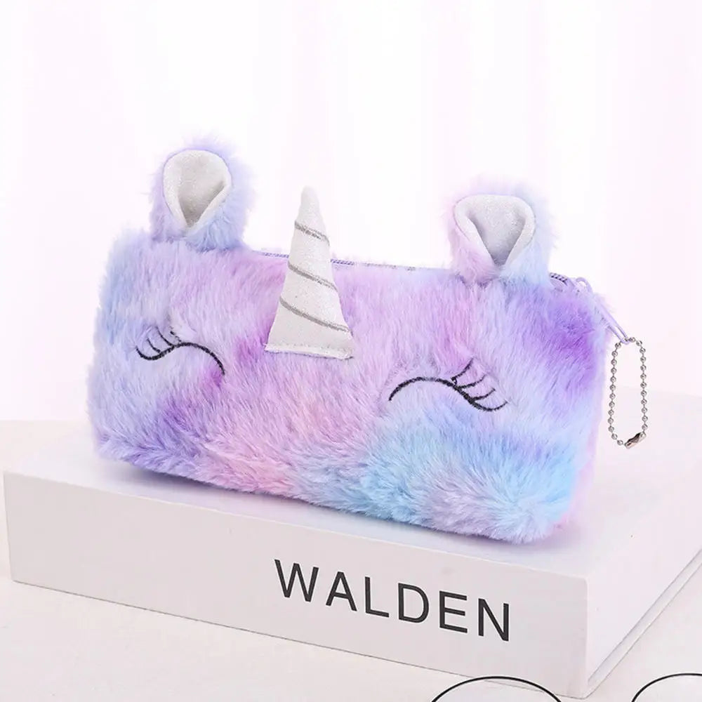 Kawaii Plush Pencil Case Cute Pen Box Large Capacity for Girls Storage Bag Student School Office Supplies Stationery