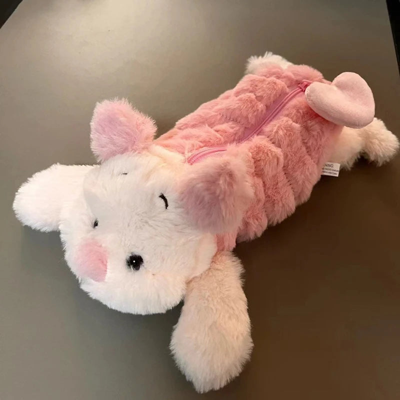 Cartoon Soft Pencil Pouch Pen Bag Makeup Pouch Plush Sea Otter Pencil Case Portable Pen Marker Holder School Supplies
