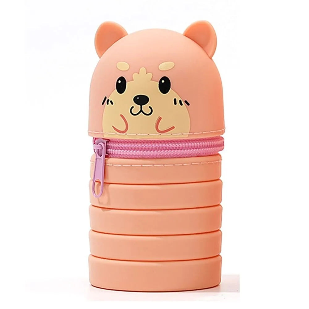 With Zipper Silicone Pencil Case Cartoon Silicone Animal Shape Pen Pouch Desk Organizer Stationery Stationery Storage Bag