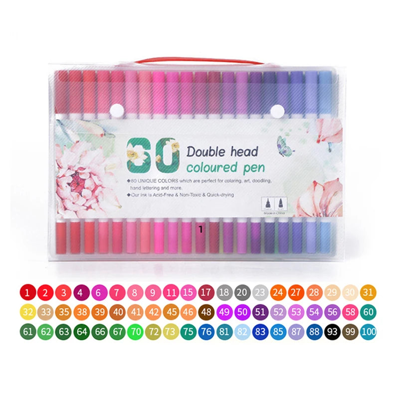 Marker Pen Set 24-100 Color Markers Manga Art Aupplies School Stationery Aesthetic Stationery Supplies