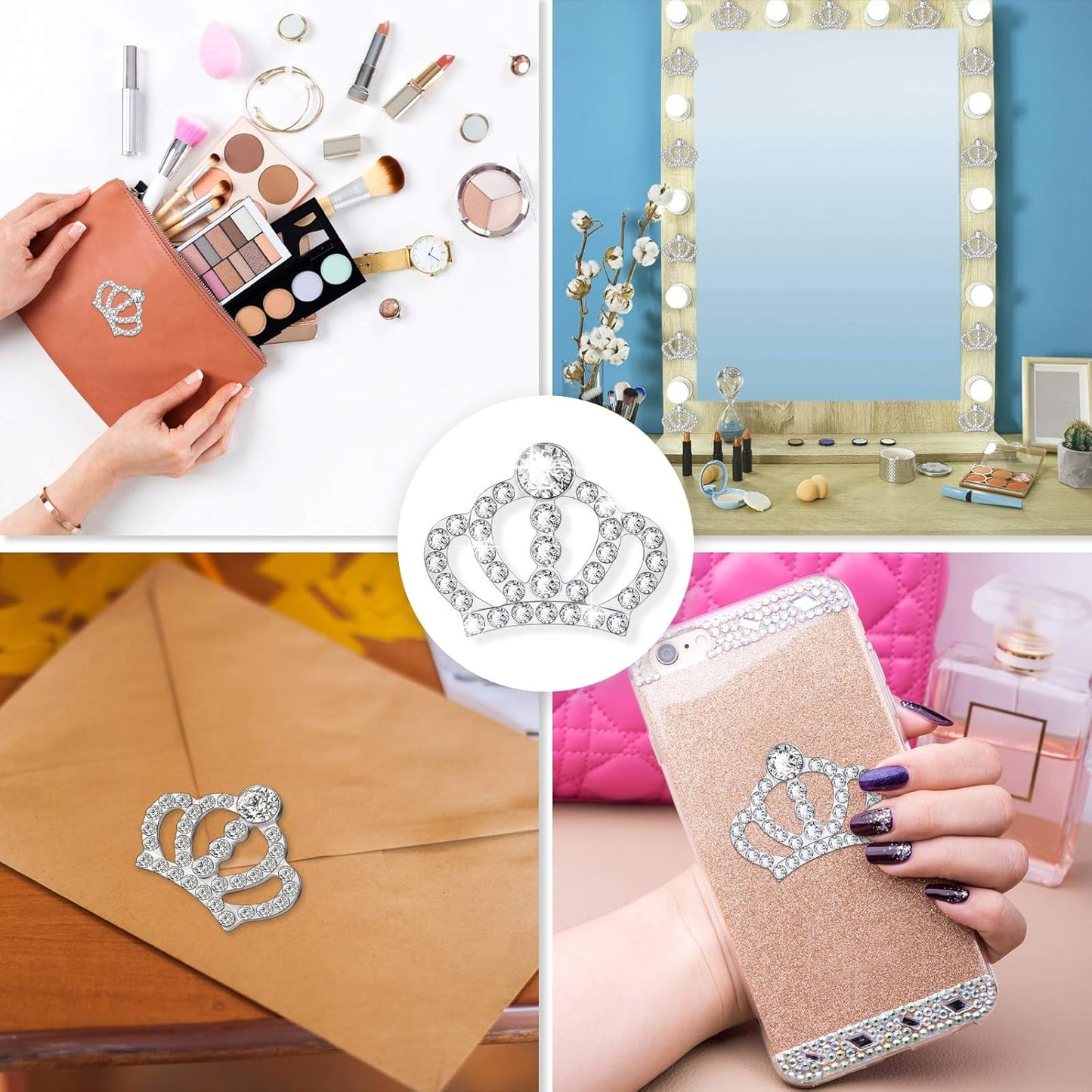 Crystal Rhinestone Crown Embellishments Rhinestone Embellishments Flatback Crystal Accessory for DIY Crafts Jewelry Making Phone Back Shell Wedding Decoration and Present Decoration(12 Pieces)