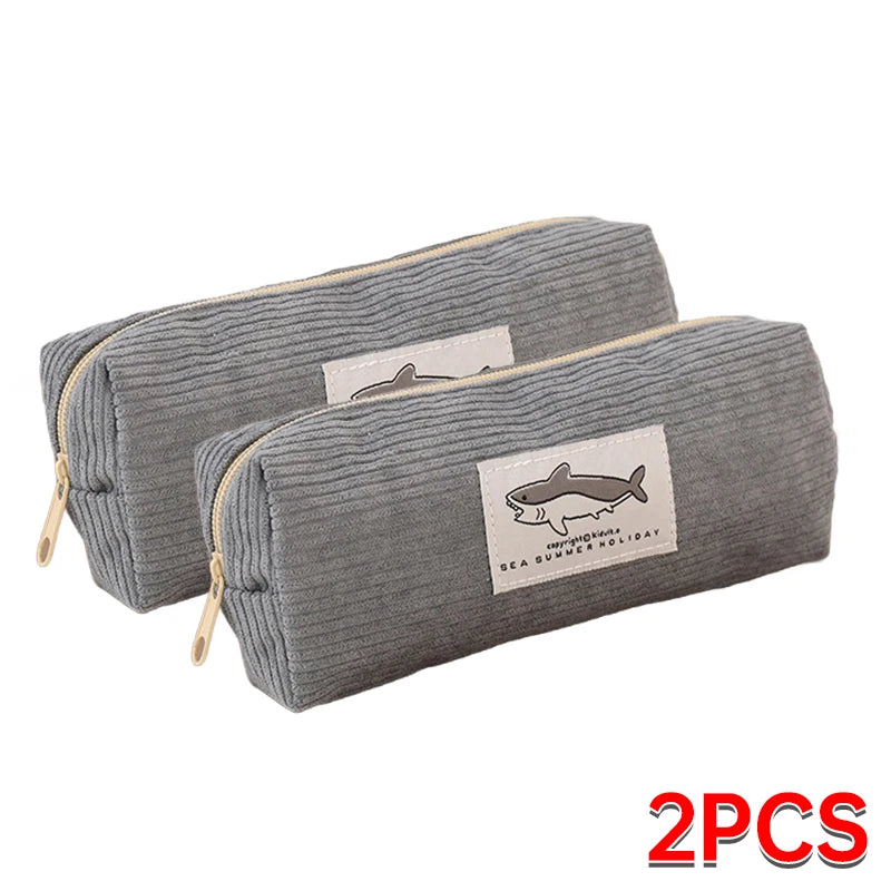 Cute Shark Pencil Case Embroidery Pen Bag Back to School Supplies Stationery Items for Girls Kids Desk Cute Accessories Gift