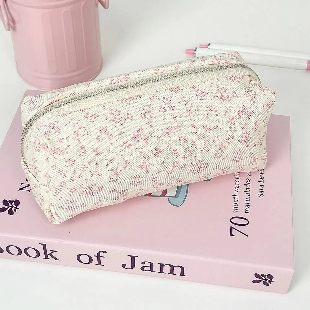 INS Floral Pen Bag Student Cartoon Cute Stationery Bag Large Capacity Pencil Case Multifunctional Stationery Organizer