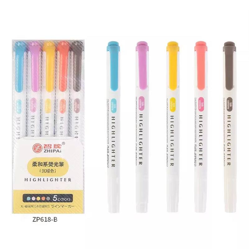 5/15/25 Pcs/Set Double Headed Highlighter Pens Graffiti Markers Highlighters Art Colored Sketching Markers Kawaii Stationery