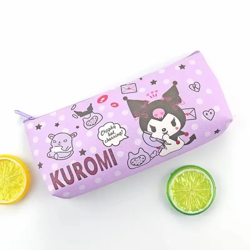 Pencil Case Cinnamoroll Kuromi Melody Stationery Bag PU Waterproof Pencils Bag Student Pencil Stationery