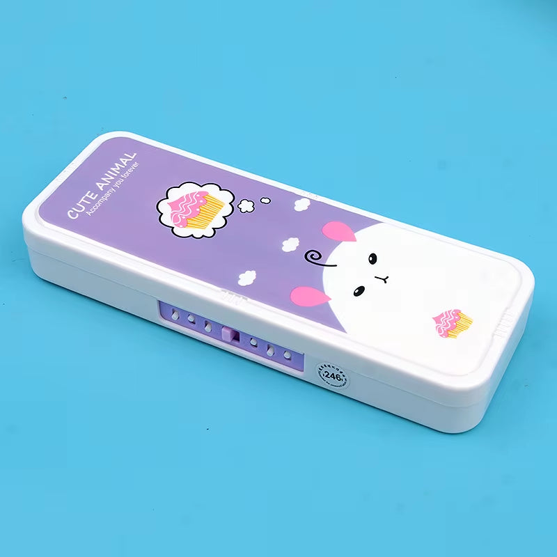 Password Lock Pencil Case Cartoon Animals Plastic Stationery Box School Pencil Cases for Children Pen Case Student Pen Box Gifts