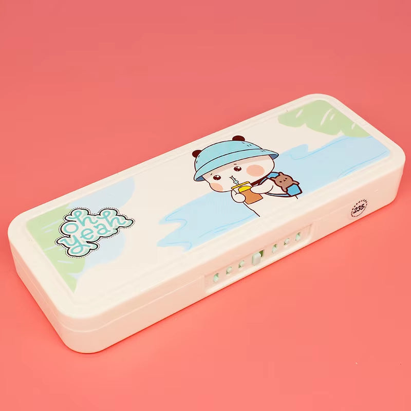 Password Lock Pencil Case Cartoon Animals Plastic Stationery Box School Pencil Cases for Children Pen Case Student Pen Box Gifts