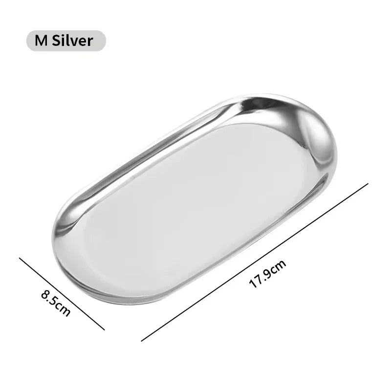 Metal Tray Living Room Oval Table Jewelry Storage Tray Storage Stainless Steel Plate Candle Tools Decorative Pieces Ring Dish