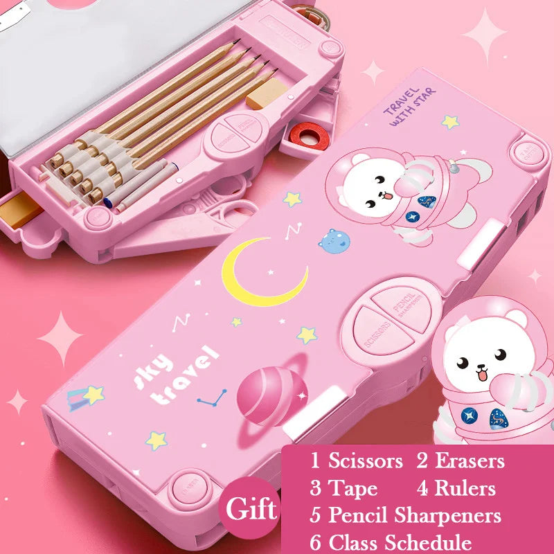 Kawaii Pencil Cases Multifunction Cute Pen Box Back to School Office Supplies for Girl Japanese Korean Storage Bag Stationery