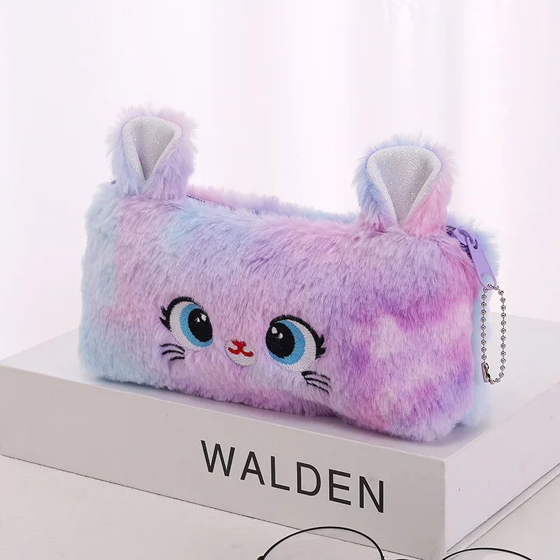 Kawaii Plush Pencil Case Cute Pen Box Large Capacity for Girls Storage Bag Student School Office Supplies Stationery