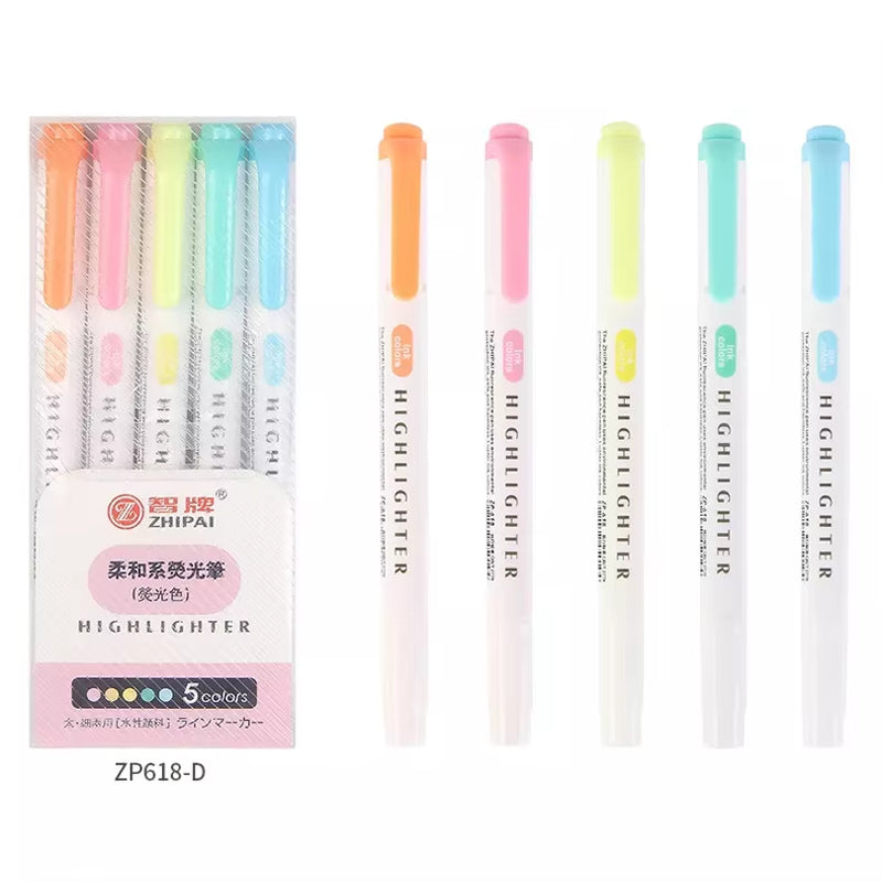 5/15/25 Pcs/Set Double Headed Highlighter Pens Graffiti Markers Highlighters Art Colored Sketching Markers Kawaii Stationery