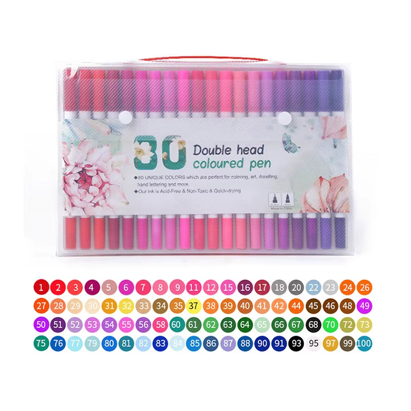 Marker Pen Set 24-100 Color Markers Manga Art Aupplies School Stationery Aesthetic Stationery Supplies