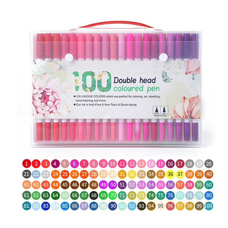 Marker Pen Set 24-100 Color Markers Manga Art Aupplies School Stationery Aesthetic Stationery Supplies