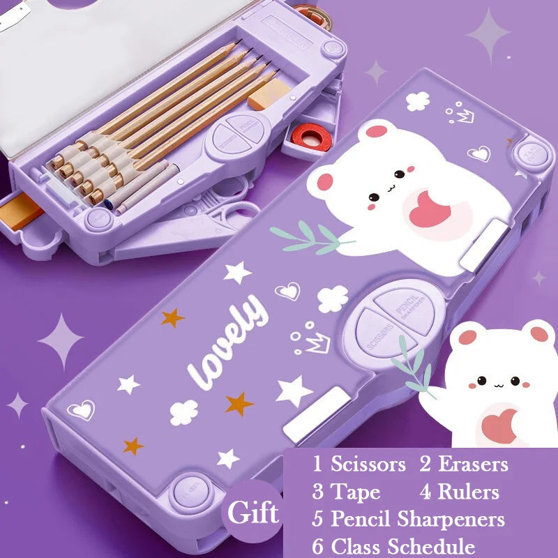 Kawaii Pencil Cases Multifunction Cute Pen Box Back to School Office Supplies for Girl Japanese Korean Storage Bag Stationery