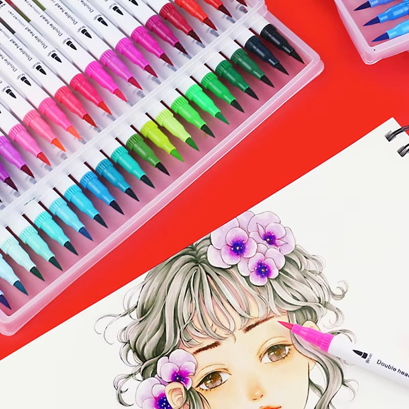 Marker Pen Set 24-100 Color Markers Manga Art Aupplies School Stationery Aesthetic Stationery Supplies