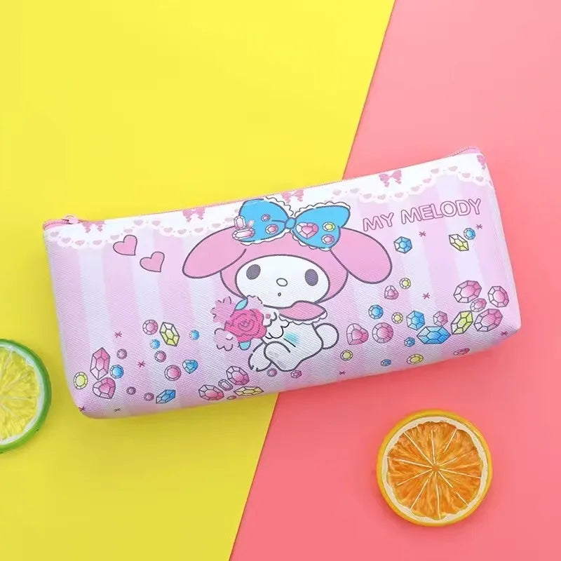 Pencil Case Cinnamoroll Kuromi Melody Stationery Bag PU Waterproof Pencils Bag Student Pencil Stationery