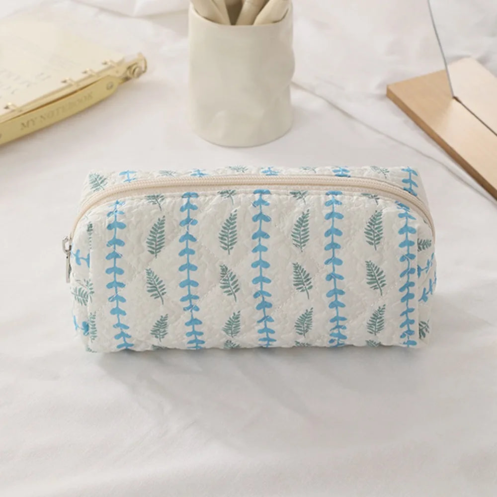 Fashion Cartoon Canvas Pen Bag Cute Cat Flip Cover Pencil Case Portable Large Capacity Retro Puppy Pen Pouch for Student Office