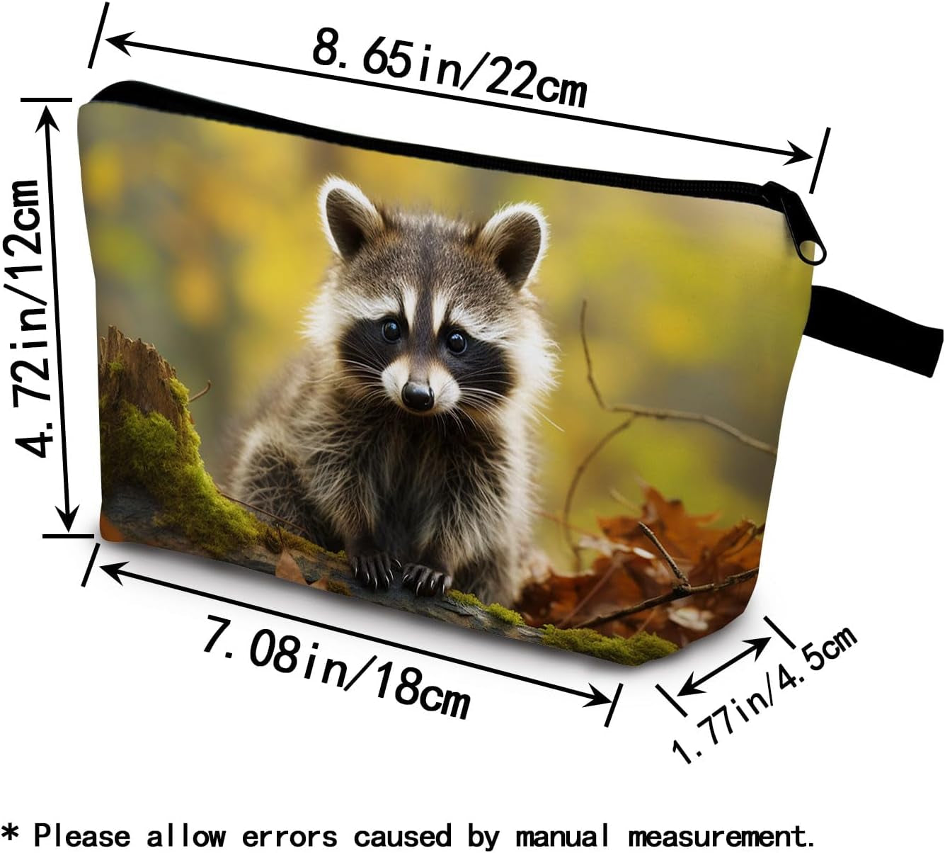 Raccoon Gift Raccoon Makeup Bag Cute Small Organizer Bag with Zipper Cartoon Kitten Raccoon Print Cosmetic Bag Birthday Gifts for Raccoon Lovers Women Friends…