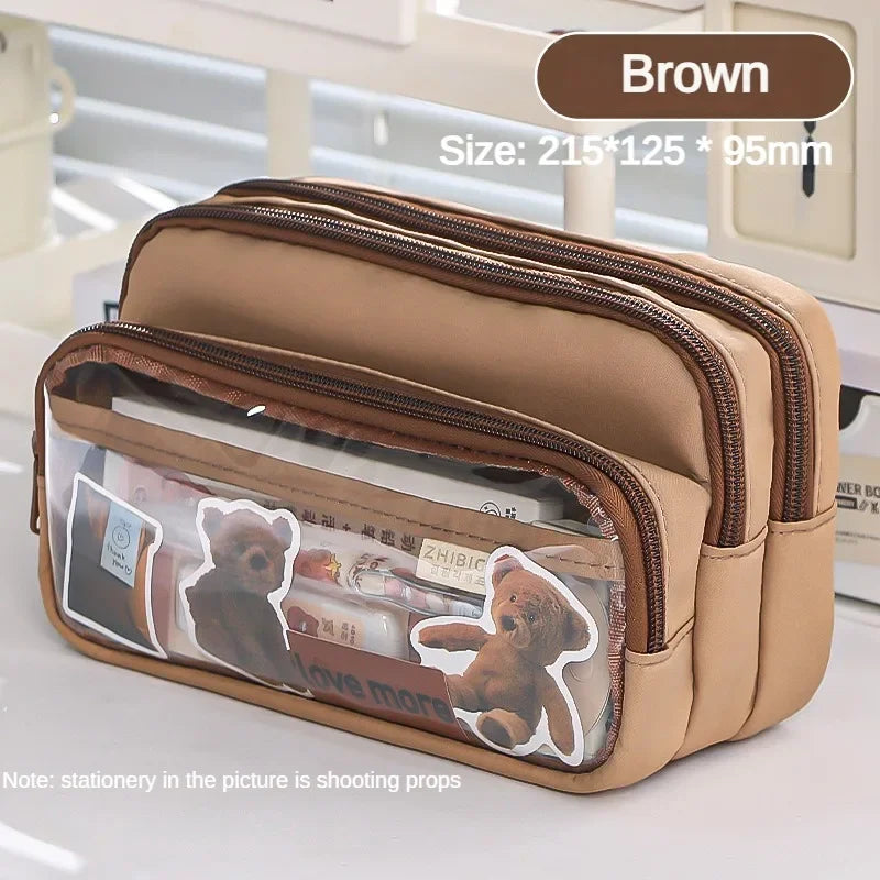 New Transparent Pencil Case Large Capacity Simple Pencil Case Multifunctional Student Stationery Storage Bag