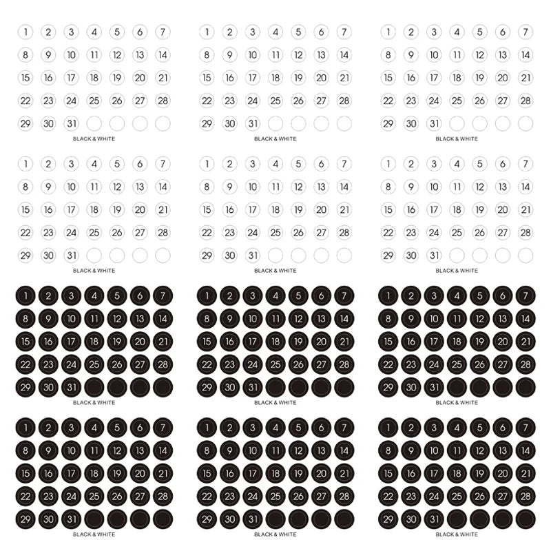 round Number Sticker 365 Daily Days Stickers for 2024 Full Year Diary Journal Supplies Planner Decorative Stationery