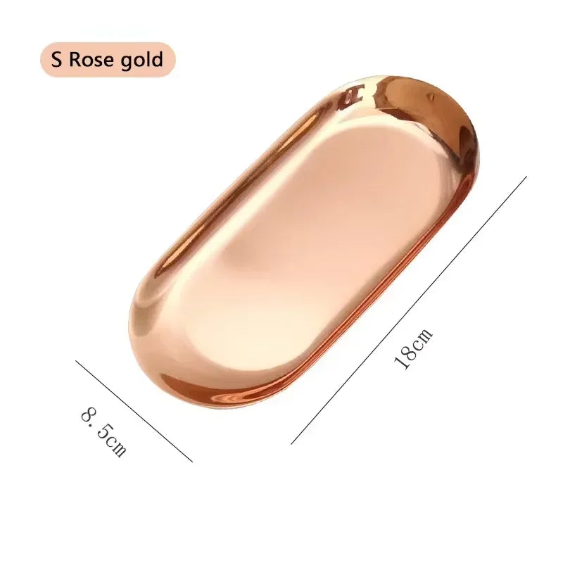 Metal Tray Living Room Oval Table Jewelry Storage Tray Storage Stainless Steel Plate Candle Tools Decorative Pieces Ring Dish