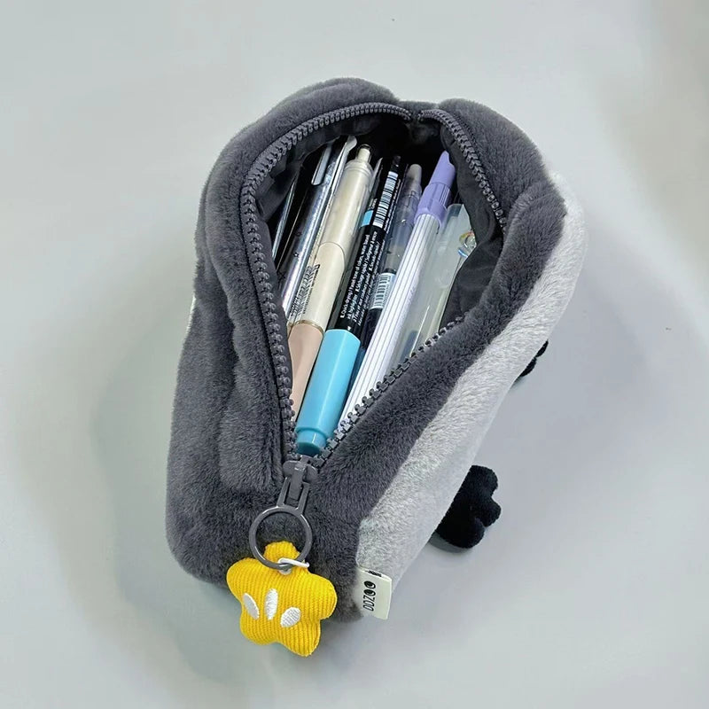 Kawaii Little Otter Penguin Plush Pen Bag Large Capacity Pencil Case Stationery Storage Bag Stationery School Supplies